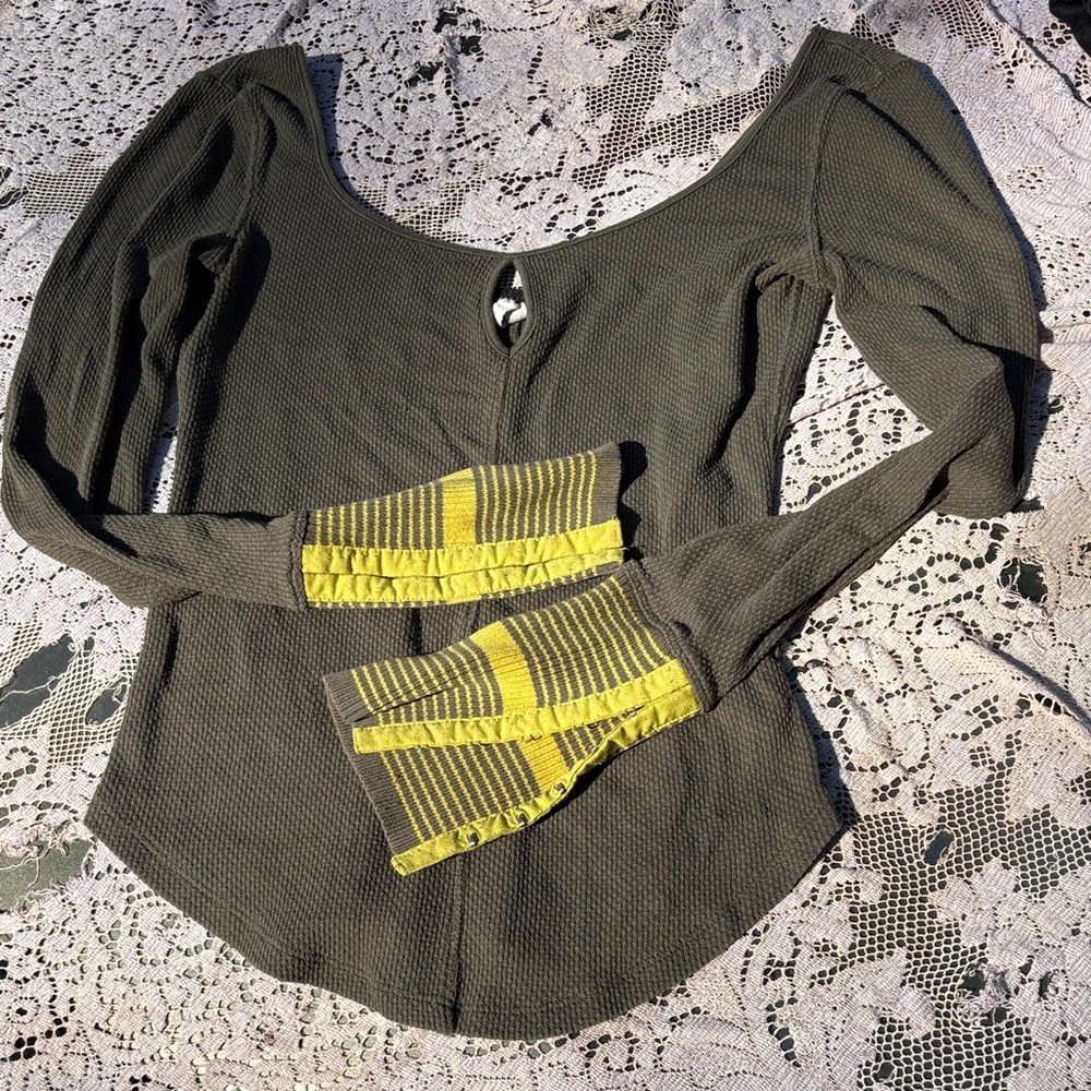 We The Free Olive Knit Top